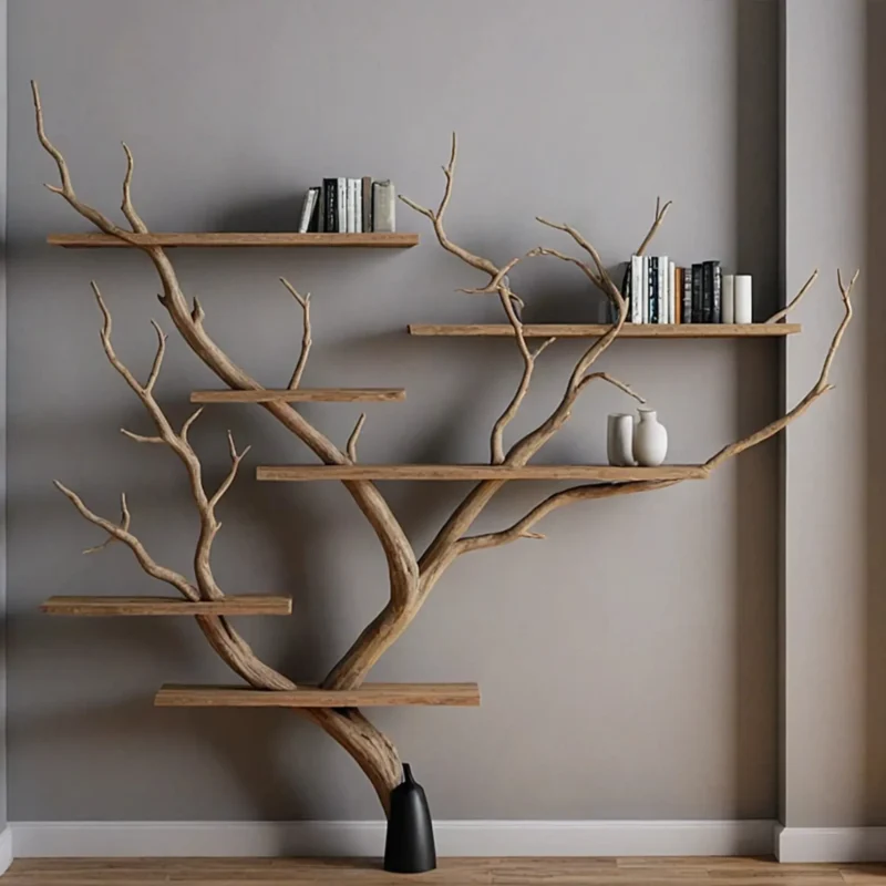 Rustic Tree Branch Floating Shelves, Perfect for Wall-Mounted Books and Decorative Displays - Image 3
