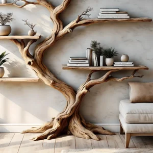 Solid driftwood-shaped bookshelf, decorative bookshelf, souvenir bookshelf, Christmas decoration bookshelf