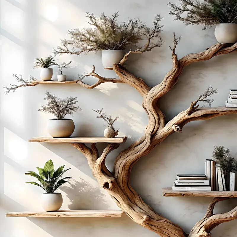 Solid driftwood-shaped bookshelf, decorative bookshelf, souvenir bookshelf, Christmas decoration bookshelf - Image 2