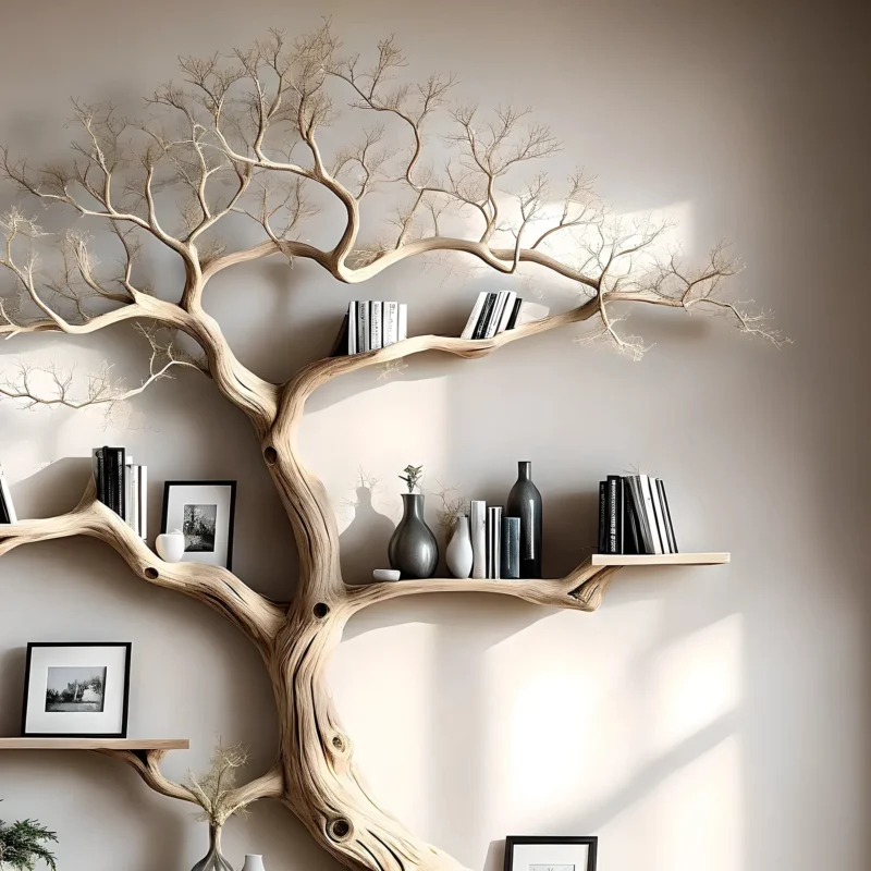 Solid wood bookcase, Christmas decorative bookcase - Image 2