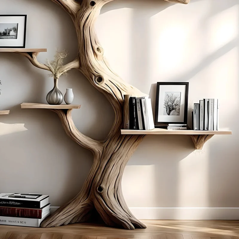Solid wood bookcase, Christmas decorative bookcase - Image 3