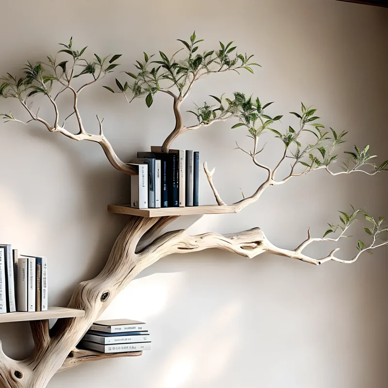 Solid Wood Bookshelf with Integrated Reading Table, Durable and Functional Home Decor - Image 3