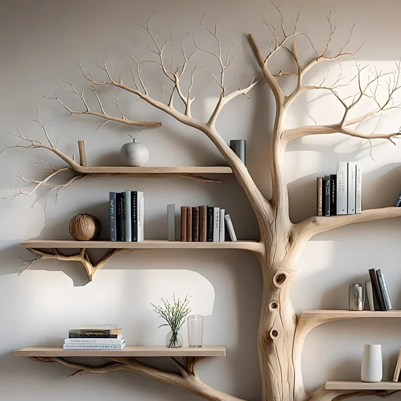 Solid wood tree wall hanging tree branch coat rack rustic art home decor - Image 2