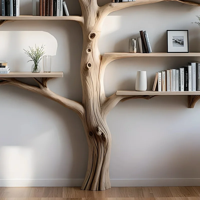 Solid wood tree wall hanging tree branch coat rack rustic art home decor - Image 3
