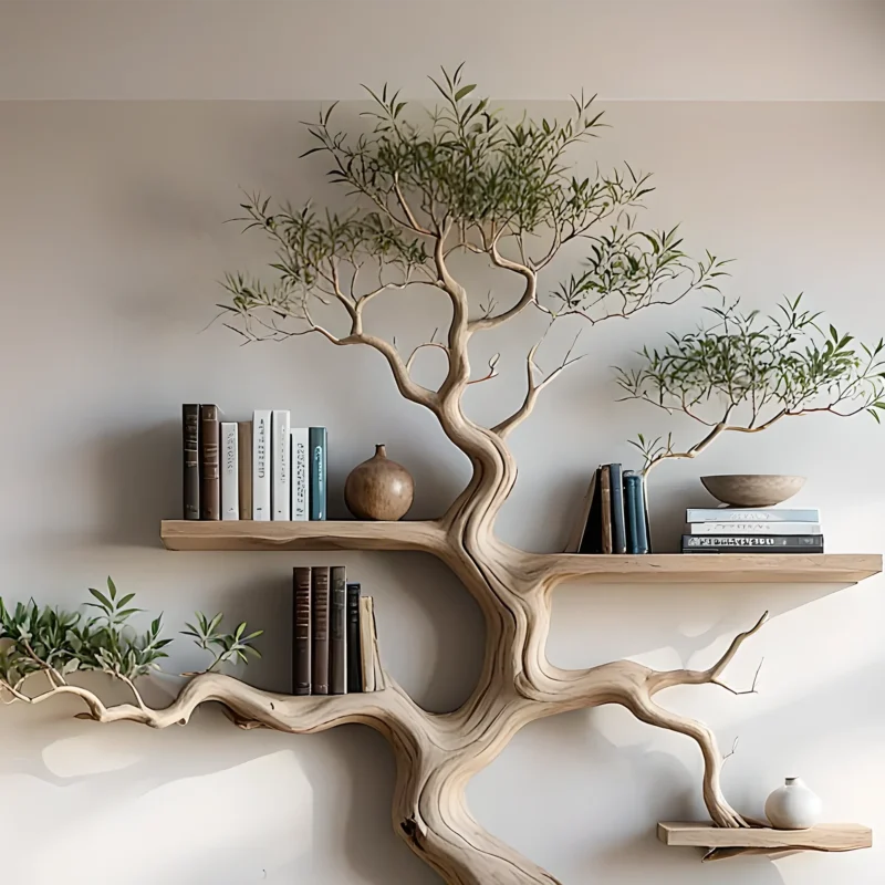 Solid wood tree wall hanging tree branch coat rack rustic art home decor - Image 2