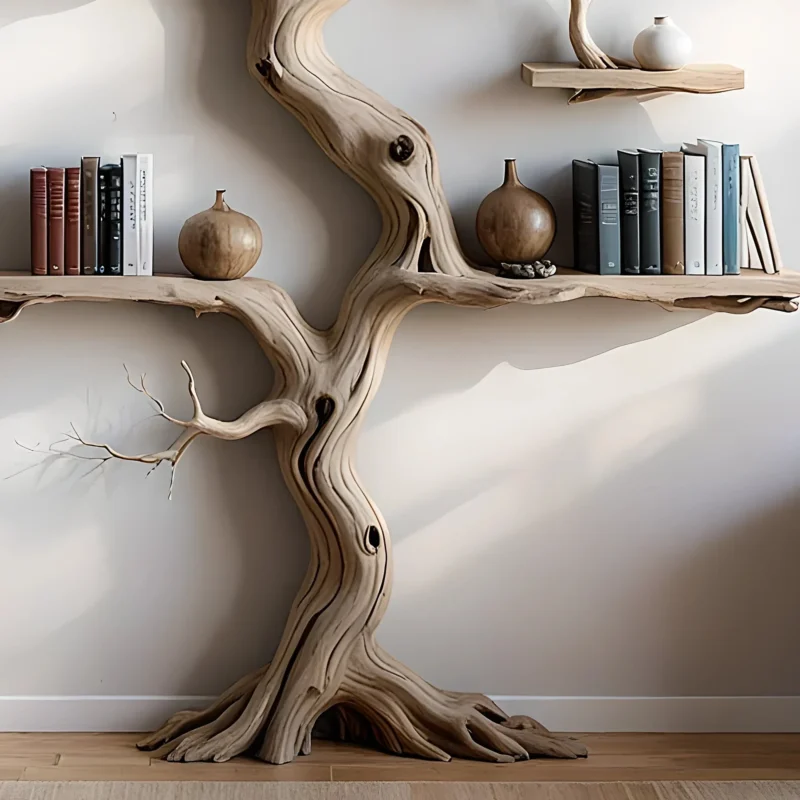 Solid wood tree wall hanging tree branch coat rack rustic art home decor - Image 3