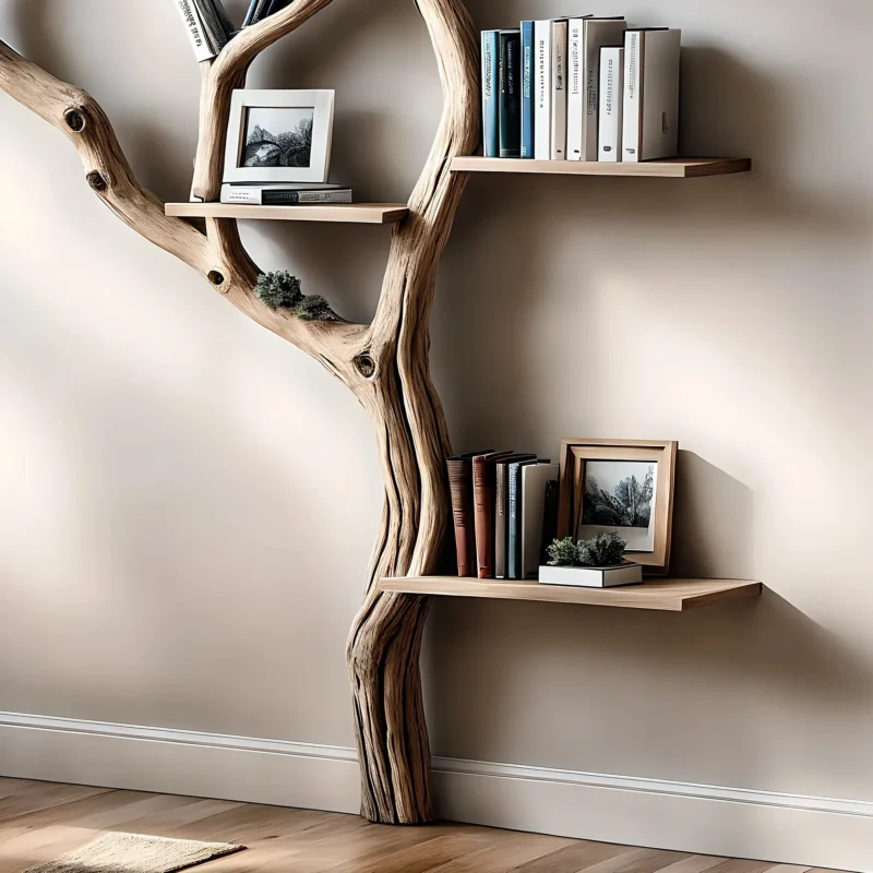 Solid wooden bookshelf, decorative floating shelf - Image 2