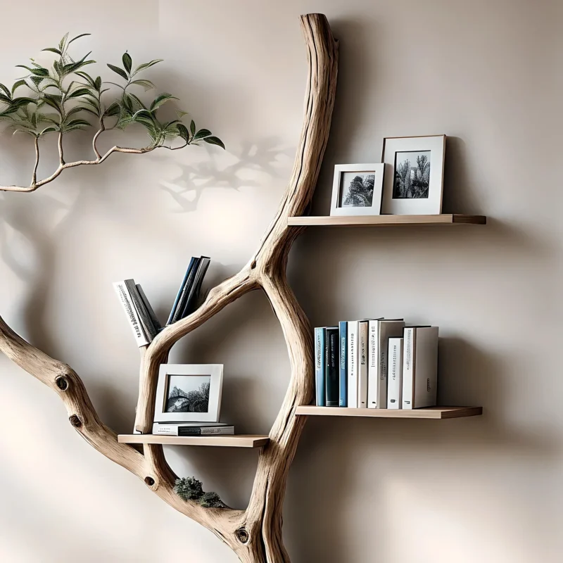Solid wooden bookshelf, decorative floating shelf - Image 3
