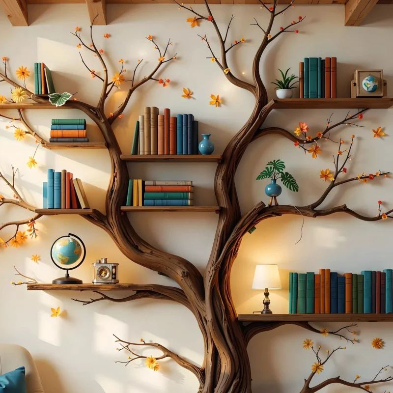 Tree Bookshelf with Branch Design, A Rustic Touch for Your Home
