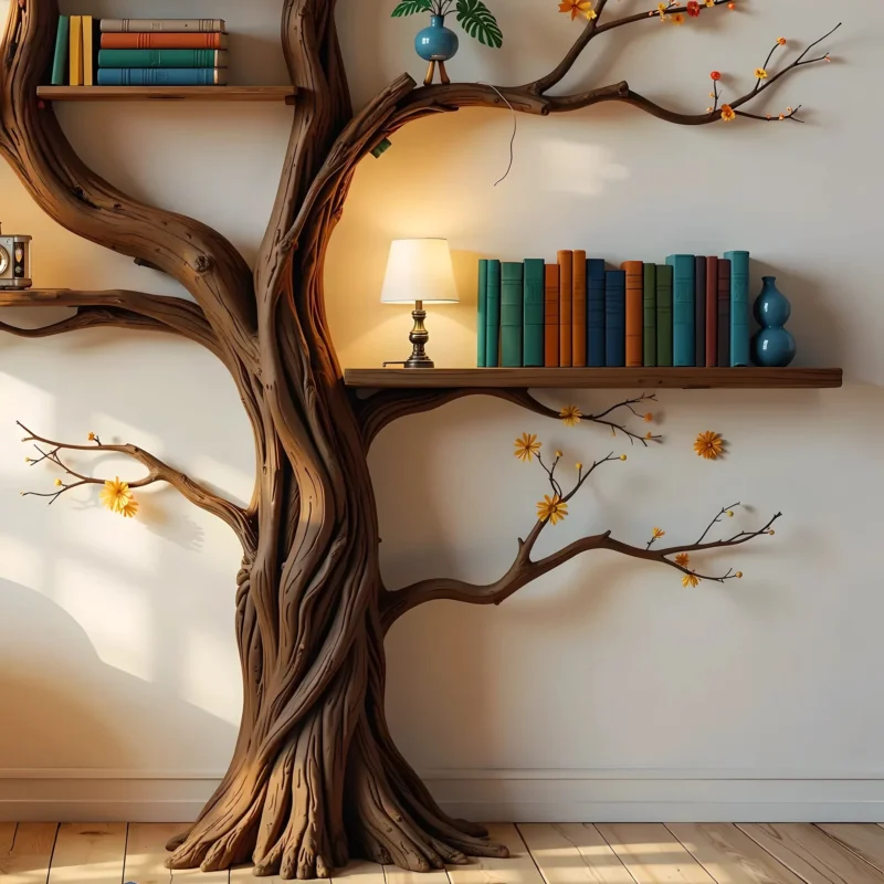Tree Bookshelf with Branch Design, A Rustic Touch for Your Home - Image 2