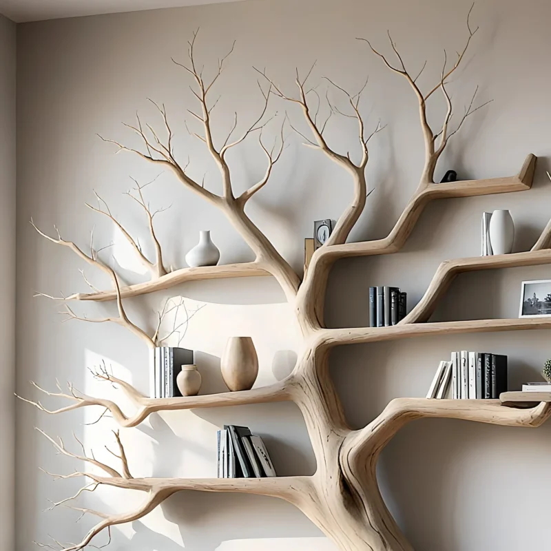 Tree branch bookshelf solid wood christmas tree bookcase mid century bookcase nursery bookshelf christmas gifts. - Image 2