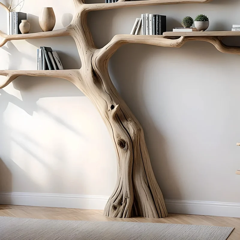 Tree branch bookshelf solid wood christmas tree bookcase mid century bookcase nursery bookshelf christmas gifts. - Image 3