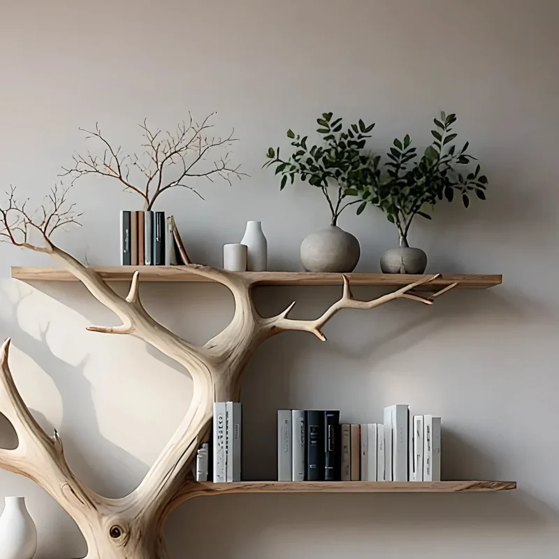 Tree branch bookshelf solid wood christmas tree bookcase mid century bookcase nursery bookshelf christmas gifts. - Image 2