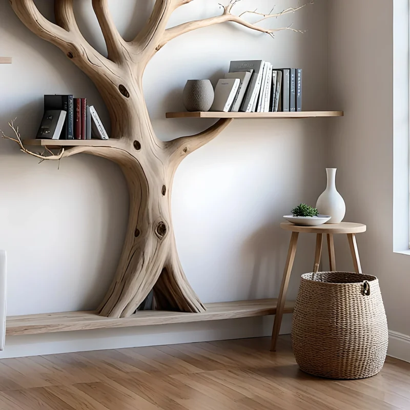 Tree branch bookshelf solid wood christmas tree bookcase mid century bookcase nursery bookshelf christmas gifts. - Image 2