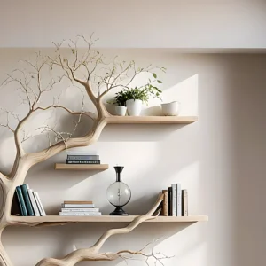 Tree branch bookshelf, entryway rustic console table, Driftwood farm console handmade christmas gift.