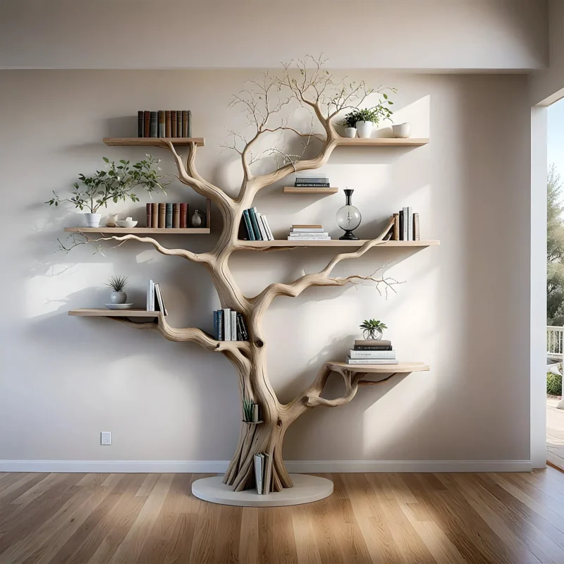 Tree branch bookshelf, entryway rustic console table, Driftwood farm console handmade christmas gift. - Image 3