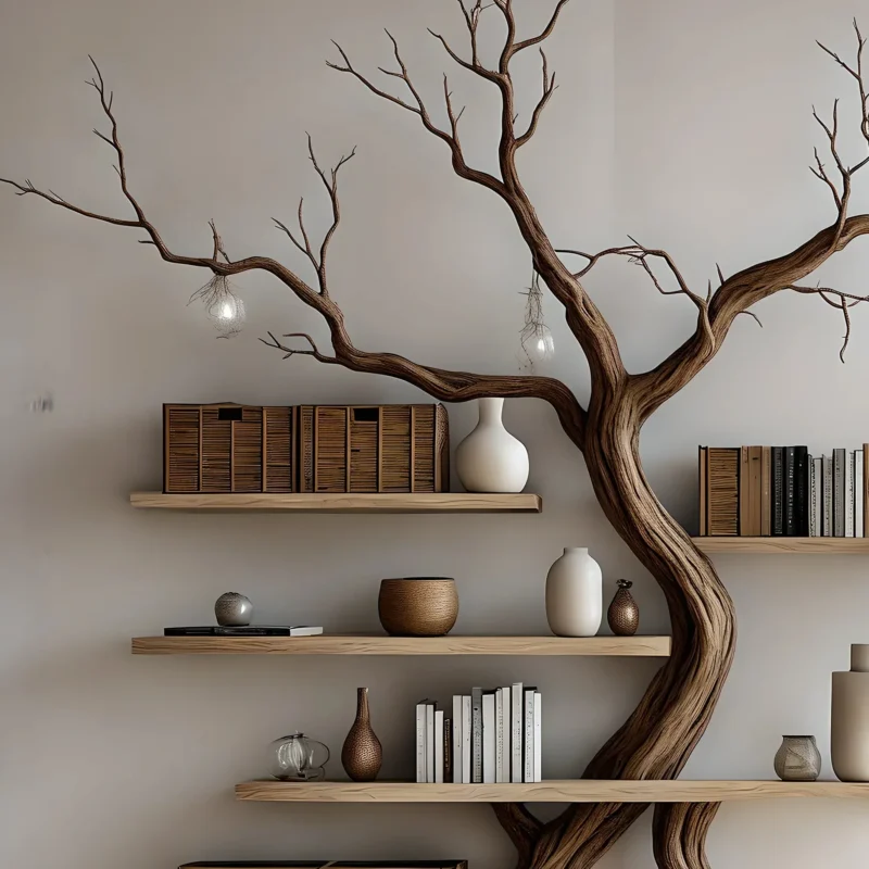 Tree branch bookshelf, handmade items, floating bookshelf, bookshelf - Image 2