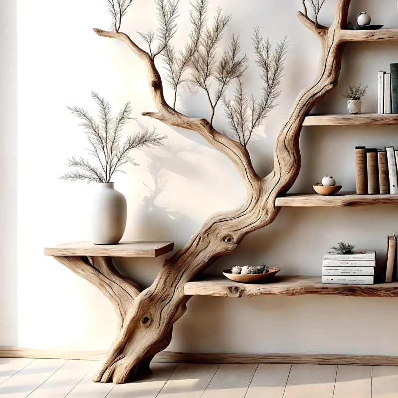 Tree branch bookshelves, handmade furniture, floating bookshelves, bookshelves, living room, children's room bookshelves - Image 2