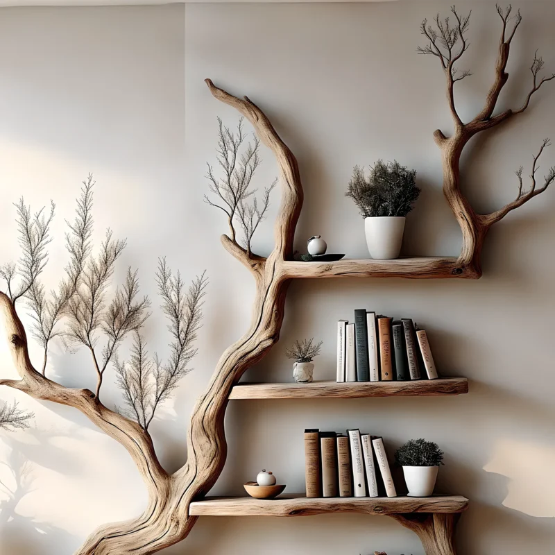 Tree branch bookshelves, handmade furniture, floating bookshelves, bookshelves, living room, children's room bookshelves - Image 3