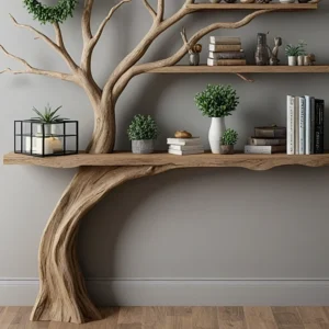 Tree branch montessori bookshelf mid century bookcase wall mount bookshelf corner bookshelf
