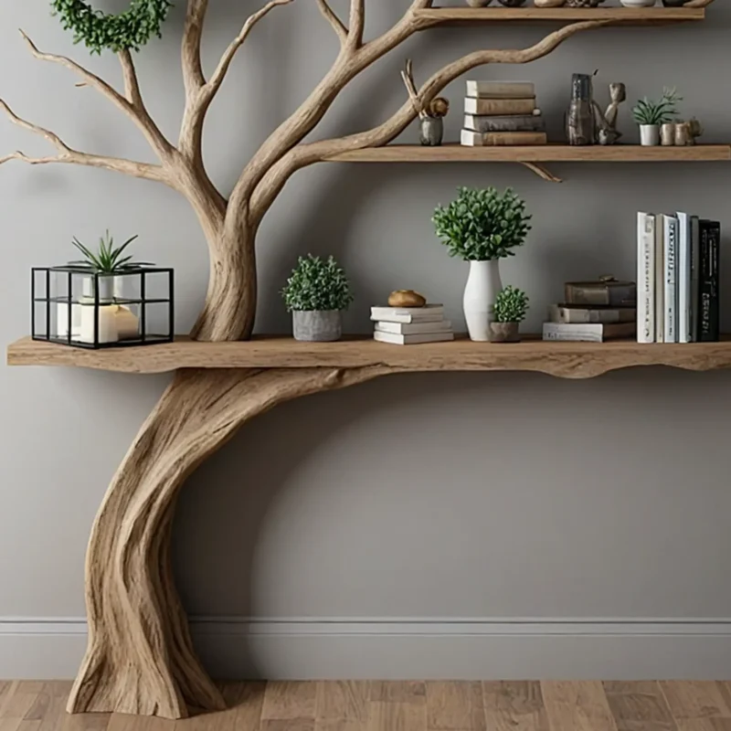 Tree branch montessori bookshelf mid century bookcase wall mount bookshelf corner bookshelf