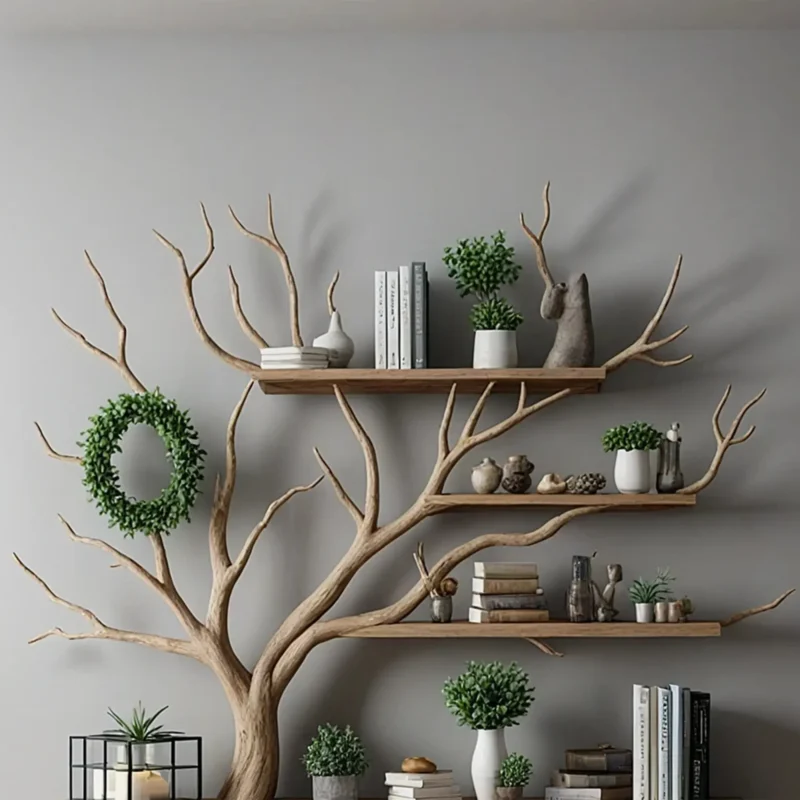 Tree branch montessori bookshelf mid century bookcase wall mount bookshelf corner bookshelf - Image 2