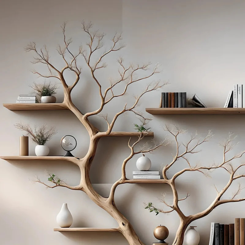 Tree-shaped bookshelf for home decoration, bedroom decoration, solid wood bookshelf - Image 3