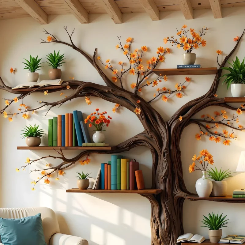 Tree-Shaped Bookshelf, A Perfect Mix of Nature & Knowledge .