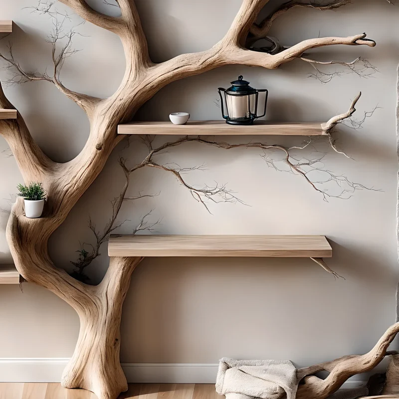 Tree-shaped bookshelf, solid wood shelf, wall-mounted bookshelf for home decoration, gift for the home - Image 2