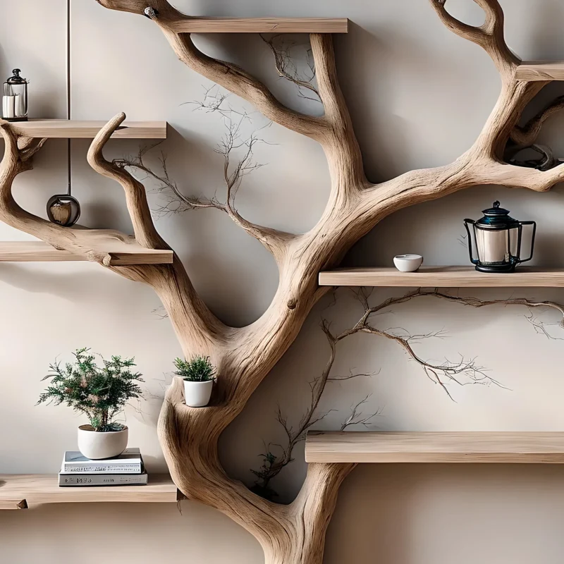 Tree-shaped bookshelf, solid wood shelf, wall-mounted bookshelf for home decoration, gift for the home - Image 3