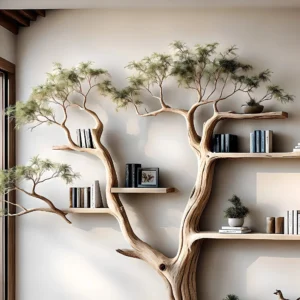 Tree-shaped bookshelves, souvenir display shelves