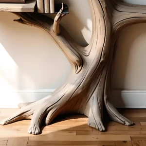 Tree-shaped natural wooden bookshelf, souvenir shelf