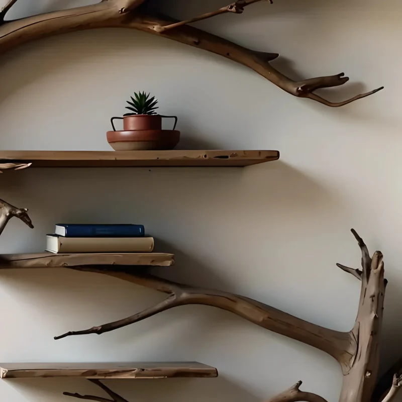 Tree-shaped natural wooden bookshelf, souvenir shelf - Image 2