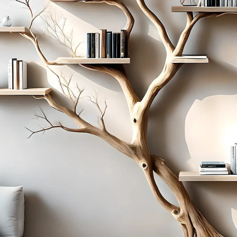 Tree-shaped wooden bookcases, children's bookcases, library bookcases