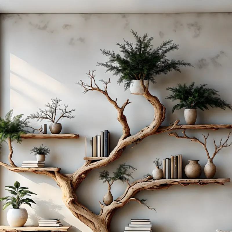 Tree-shaped wooden bookshelf, perennial wooden bookshelf, children's room decorative bookshelf - Image 3