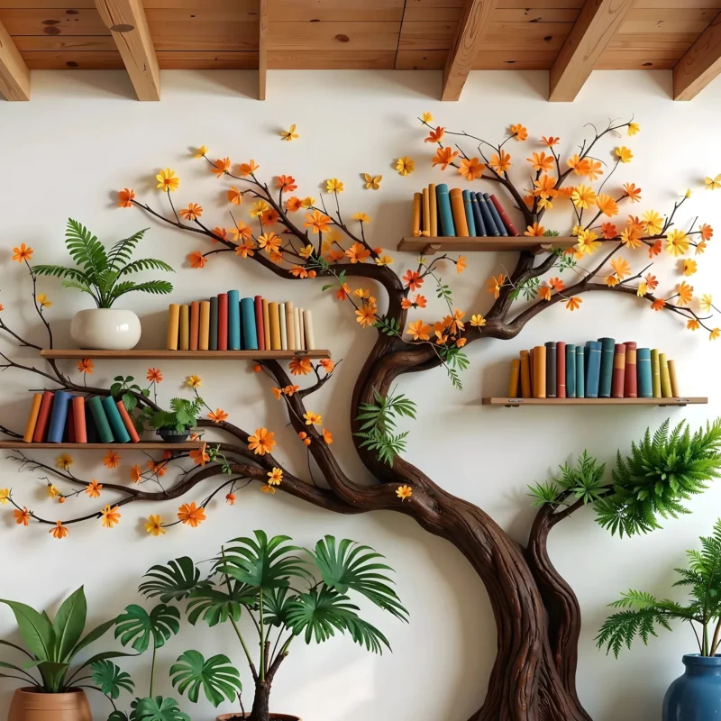 Unique Tree Branch Bookshelf, A Blend of Nature and Elegance.
