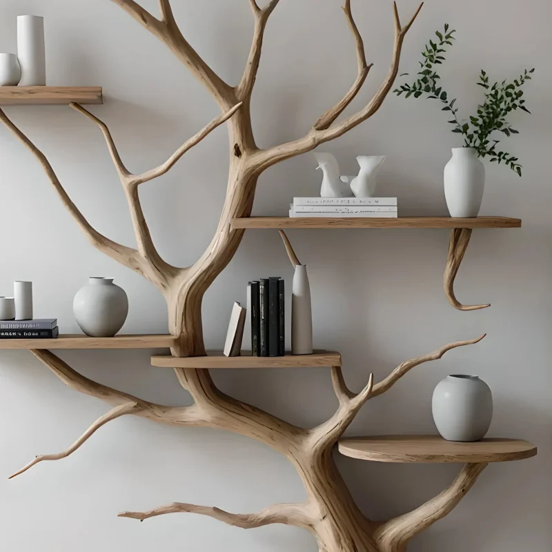 Wooden shelves to decorate the living room. Tree-shaped bookshelf, children's bookshelf - Image 2