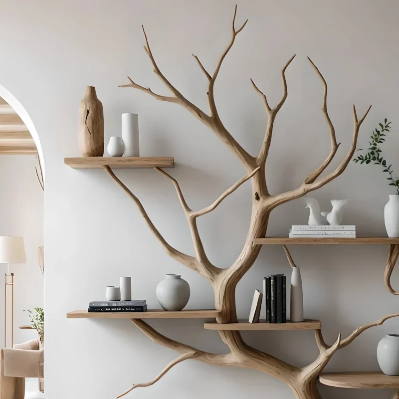 Wooden shelves to decorate the living room. Tree-shaped bookshelf, children's bookshelf - Image 3