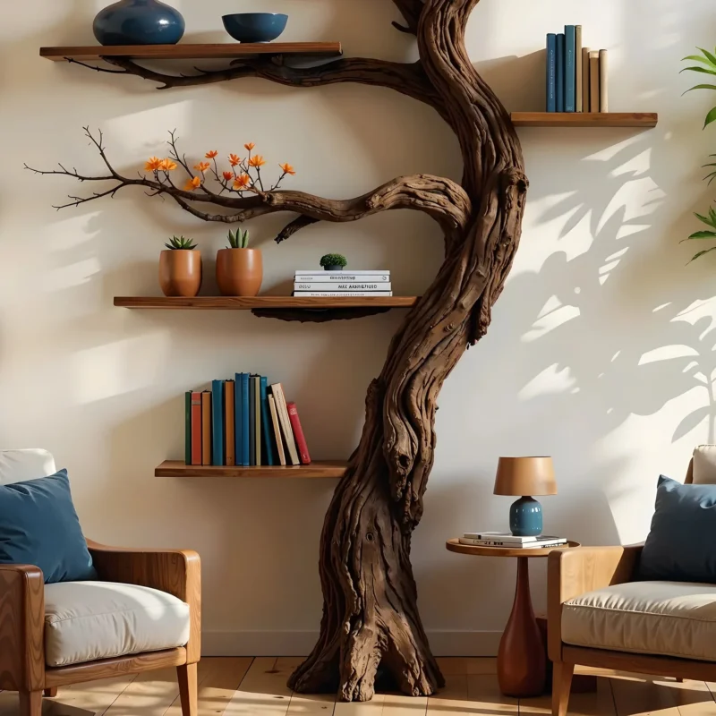 Wooden Tree Bookshelf, A Unique Handmade Masterpiece - Image 2