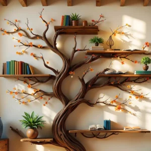 Wooden Tree Branch Bookshelf, A Unique Way to Organize Your Books