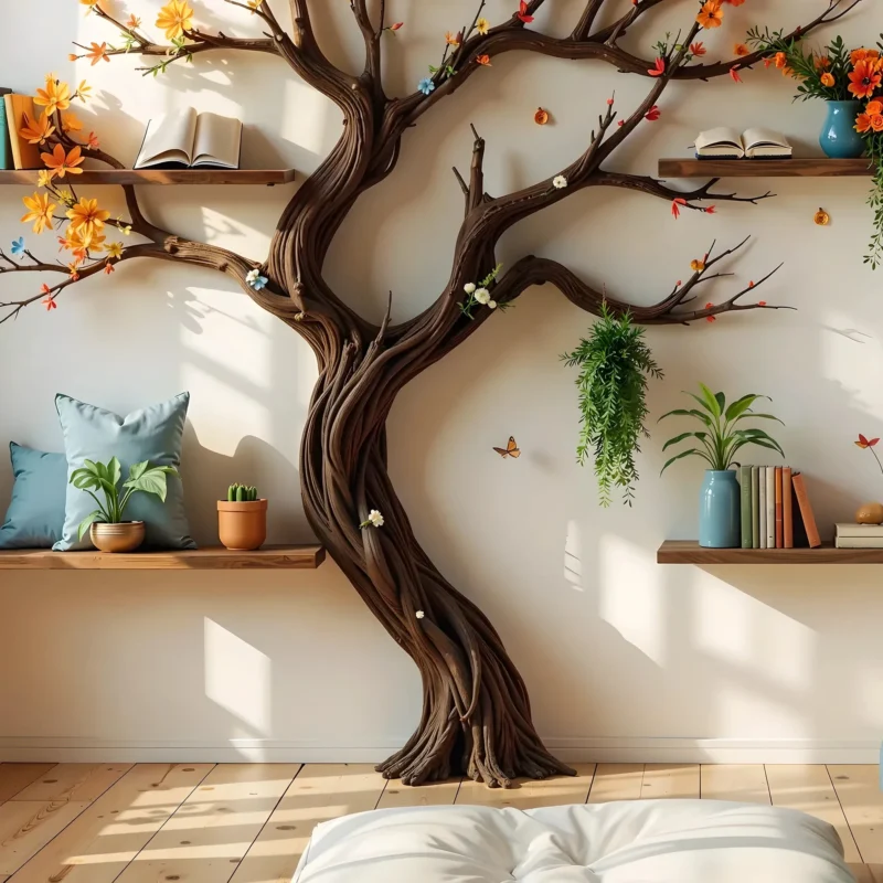Wooden Tree Branch Bookshelf, Handmade with Rustic Charm . - Image 2