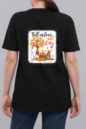 Maple Cat Leaf Fall Hello Autumn Bicycle Woman T-Shirt