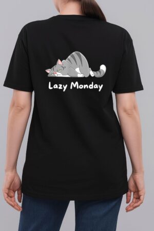 Mens Funny Cat Quote Lazy Monday Cool Cat Woman T-Shirt