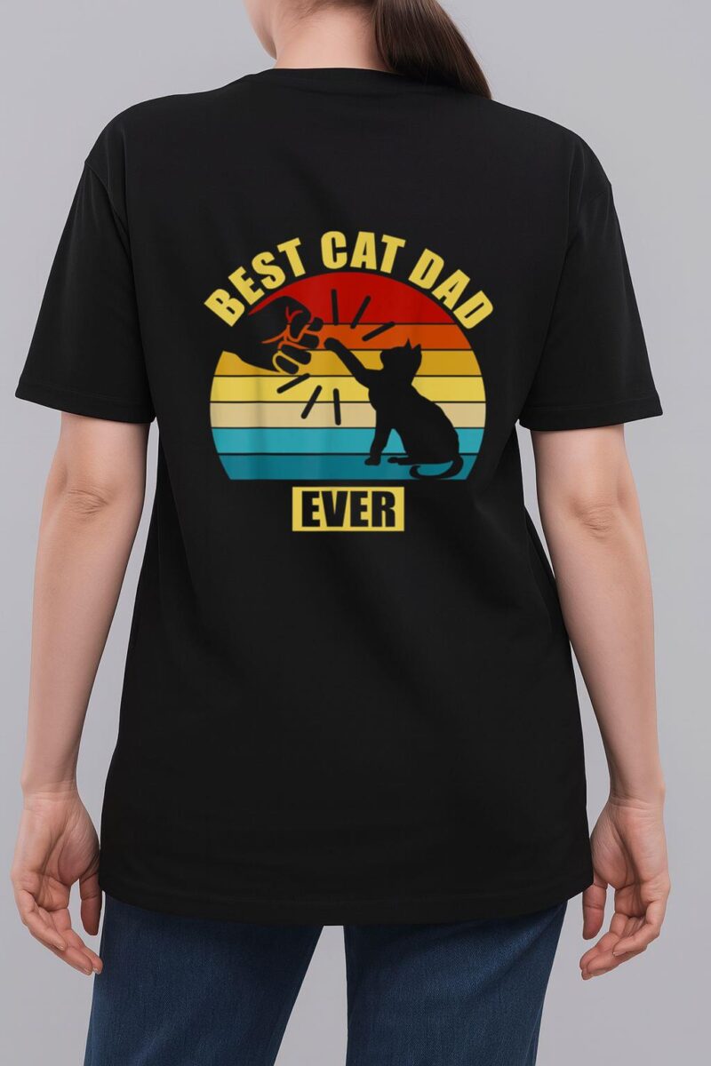 Mens Retro Vintage Best Cat Dad Ever Fist Bump Woman T-Shirt