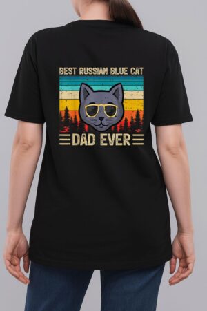Mens Vintage Funny Best Russian Blue Cat Dad Ever Father's Day Woman T-Shirt