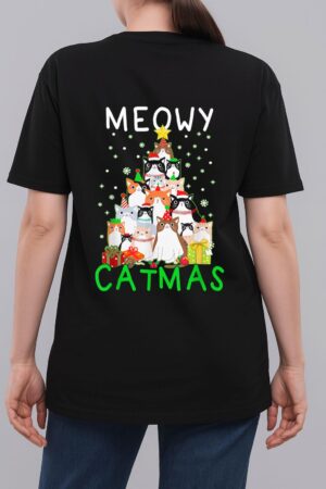 Meowy Catmas Cat Christmas Tree Xmas Woman T-Shirt