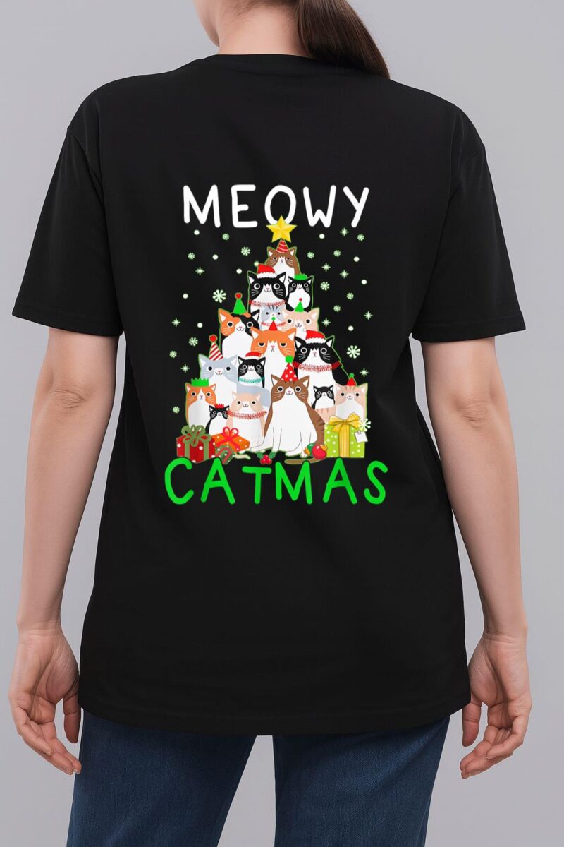 Meowy Catmas Cat Christmas Tree Xmas Woman T-Shirt