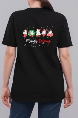 Meowy Catmas Funny Christmas Cat Kitten Lover Kids Mom Dad Woman T-Shirt