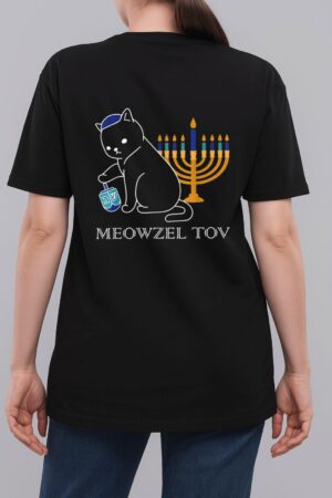 Meowzel Tov  Cute Cat Mazel Tov Menorah Funny Hanukkah Woman T-Shirt