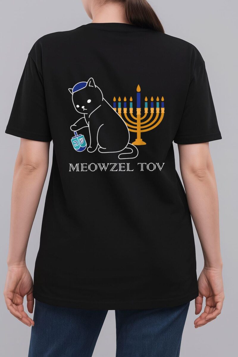 Meowzel Tov  Cute Cat Mazel Tov Menorah Funny Hanukkah Woman T-Shirt